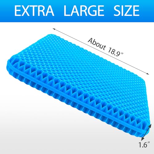 Gel Seat Cushion for Long Sitting, (Thick & Large) Cushion for Wheelchair | Gel Cushion for Office Chair, Soft & Breathable, Chair Cushion, Gel Car Seat Cushion for Hip Pain (Blue Cushion+Black Cover)