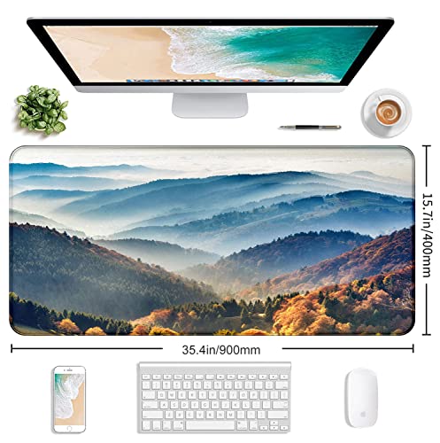 Large Mountain View Patterned Mouse Pad, Anti Slip Gaming Keyboard Desk Pad | Large Extended Mouse Pad; Full Desk Coverage; Waterproof Coating; Stable Anti-Slide Base For Gaming, Office, Study Daily Use - color: Mountain Landscape