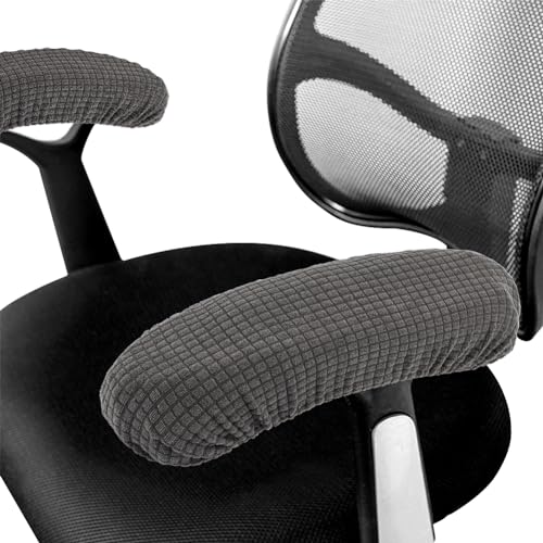Kakalote Stretchable Office Chair Armrest Covers, 1Pairs Removable Arm Rest Slipcovers Elastic Arm Covers Protectors for Office, Desk, Gaming Chairs(Dark Grey-No Padding) - color: Dark Grey