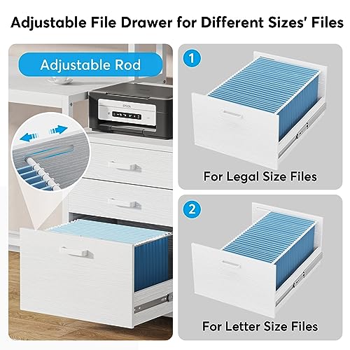 Tribesigns 63 Inch Computer Desk with File Drawer Cabinet, Ergonomic Desk - color: White