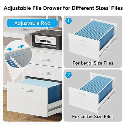 Tribesigns 63 Inch Computer Desk with File Drawer Cabinet, Ergonomic Desk - color: White