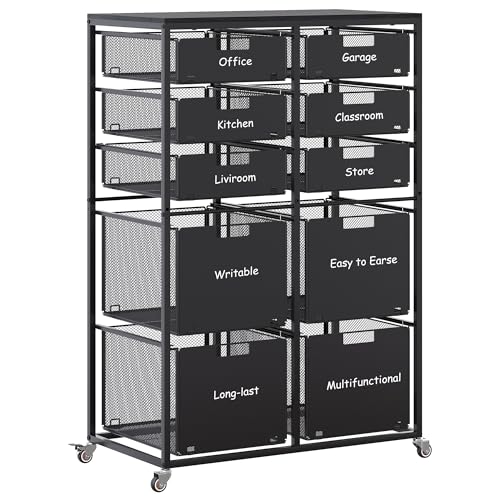 EasyPAG Rolling Storage Cart With 10 Drawers, Metal Craft Organizers with Wood Tabletop for Home, Letter/Legal Size Rolling File Cart for Office, Classroo and Dorm, Black - size: 10 Drawers