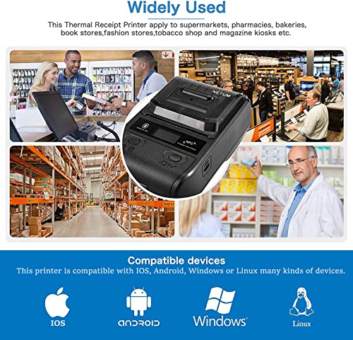 NETUM Label Maker - Bluetooth Thermal Label Printer Portable Barcode Printer Apply to Clothing, Jewelry, Retail, Mailing, Barcode, Compatible for Android & iOS System