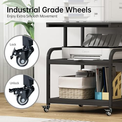 Fannova 25.6"x23.6" Extra Large Printer Stand with Adjustable Storage Shelf - color: Black, size: 25.6"W x 23.6"D x 30.9"H