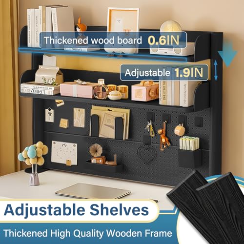 Clamp on Desk Organizer Shelf with Pegboard,Black,39.4in - size: 39.4in