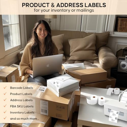 Arkscan 3x2 Thermal Labels - 2 Rolls, 700 Labels per Roll (1,400 Labels) - Direct Thermal Barcode Labels for Zebra, Rollo & Arkscan Printers - size: 3 x 2", 2 Rolls