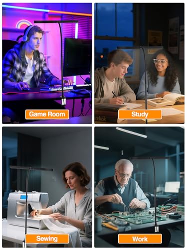 Schreibtischlampe LED Dimmbar,5 Farben+9 Helligkeitsstufen Monitor Lampe | 1000 Lumen Augenschutz LED Schreibtischlampe Klemmbar,12W Tischlampe mit Fernbedienung+ Touch-Steuerung für Büro/PC/Study - color: Black-US