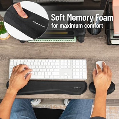 Mind Reader Ergonomic Keyboard and Mouse Wrist Rest Sets, Gaming Accessory, Memory Foam, 16.75" L x 3" W x 0.75" H, 6 pcs, Black - size: 3-Pack