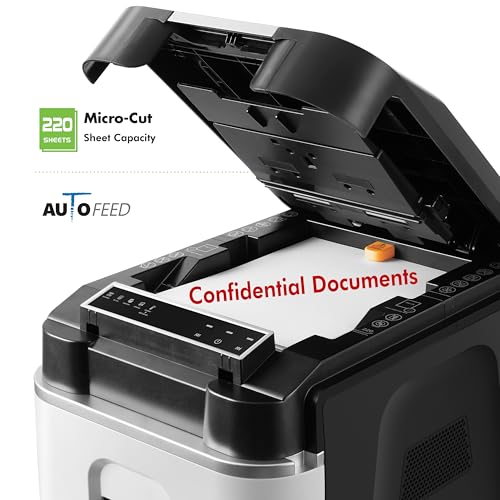Aurora Commercial Grade 220-Sheet Auto Feed High Security Micro-Cut Paper Shredder/ 60 Minutes/Security Level P-5 - size: 220 Sheet AutoFeed MicroCut