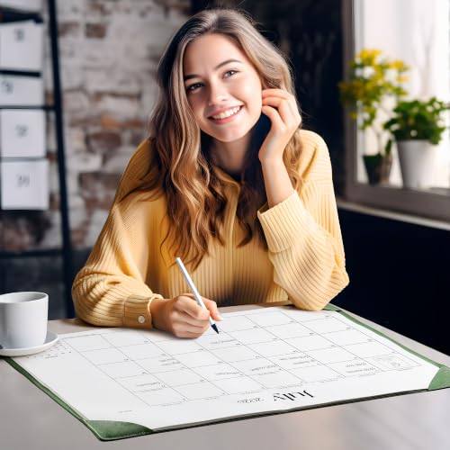 Simplified Desk Calendar 2026 with Desktop Mat, Cabbrix Large Desk Pad Calendar 21" x 16-1/2" Including January 2026 to June 2027, Desk Blotter Calendar for Home School and Office (Mint Green) - color: Mint Green