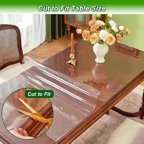 12 x 12 in Transparent Table Protector Mat - Heavy Duty Clear Plastic Desk Cover for Wood Furniture, Waterproof Heat Resistant Dining Table Topper, Protective Pad for Office Desk, Craft Table