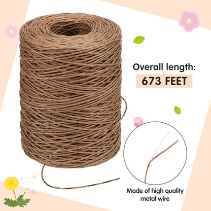 Syhood 673 Feet Floral Vine Bind Wire Rustic Craft Wire, Camel - color: Camel, size: 673 Feet