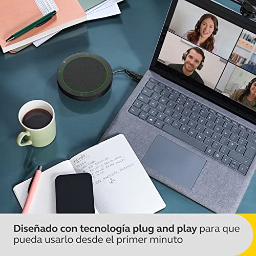 Jabra Speak2 40 Portable Speakerphone with 4 Noise-cancelling Mics, Full-range 50mm Speaker, Wideband Audio and USB A and USB C connections - MS Teams Certified, Works with Other Platforms - Dark Grey