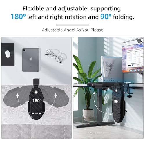 CABTE Ergonomics Desk Extender Tray, Table Mount Arm Wrist Rest Shelf, 90° Foldable Elbow Arm Support,Foldable, 180° Swivel, Computer Desk Extender Tray for Home and Office (Folding and Rotating) | 90° Foldable Elbow Arm Support,Foldable, 180° Swivel, Com