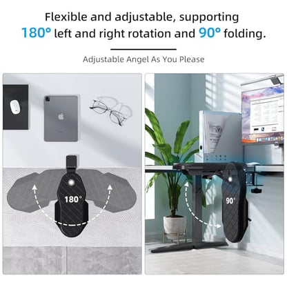 CABTE Ergonomics Desk Extender Tray, Table Mount Arm Wrist Rest Shelf, 90° Foldable Elbow Arm Support,Foldable, 180° Swivel, Computer Desk Extender Tray for Home and Office (Folding and Rotating) | 90° Foldable Elbow Arm Support,Foldable, 180° Swivel, Com