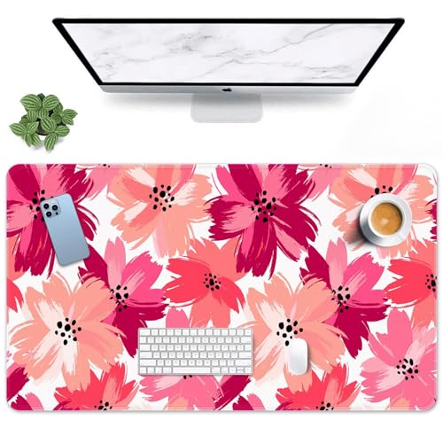 Large Mouse Pad, Mouse Pad, 31.5 x 15.7 Inch, Floral Flower Pink | Abstract Non-Slip Desk Pad Keyboard and Mouse Desk Mat for Gamer, Office & Home - color: Abstract Pink Flower