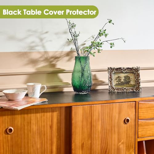 Black Table Cover Protector 48x24'', Waterproof 1.5mm Thick PVC Table Pad | Heavy Duty PVC Table Pad Desk Mat Dining Tablecloth Cut to Fit for Kitchen, Office Desk Game Night Party - size: 48" x 24" (Rectangular)