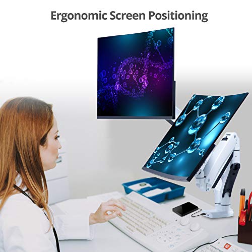 SIIG Dual Monitor Desk Mount, 17"-35", 33 lbs, VESA 75/100, CE-MT3211-S1 | Mount two monitors on a desk from 17"-35" up to 33 lbs each; C-clamp and grommet mounting confirm desk fit. - style: 35" Max