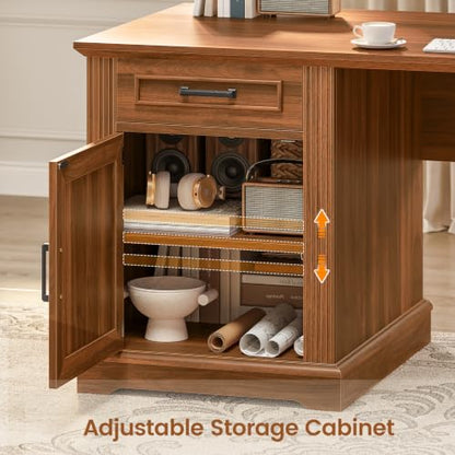 SEDETA 69" L Shaped Computer Desk with 4 Drawers, Storage Cabinet - color: Brown, size: L Shaped Desk