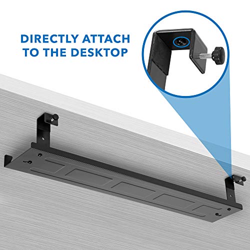 Mount-It! Premium Under Desk Cable Management Tray – 23" Heavy-Duty Steel Cable Tray & Cord Basket for Standing Desk & Home Office, Secure Crossbar or Screw Mount Wire Organizer (Black)