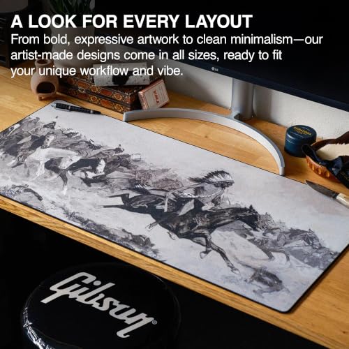 Charge Gaming Desk Pad, 36" x 17" Duraglyde Non-Slip Fabric Desk Mat | Western, Durable Surface, Washable Fabric, Smooth Glide, Stable Grip, Large Keyboard and Mouse Pad for Everyday Use - color: Charge