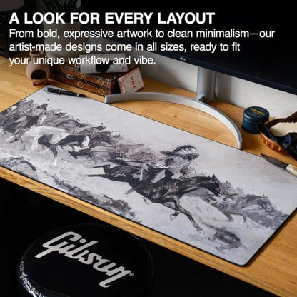 Charge Gaming Desk Pad, 36" x 17" Duraglyde Non-Slip Fabric Desk Mat | Western, Durable Surface, Washable Fabric, Smooth Glide, Stable Grip, Large Keyboard and Mouse Pad for Everyday Use - color: Charge