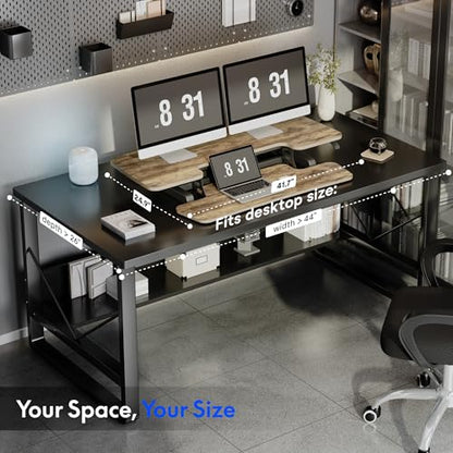 FLEXISPOT Standing Desk Converter 42" Extra Large Desk Riser, Spacious Desktop Riser Sit Stand Computer Workstation with Wide Keyboard Tray, Ergonomic Height Adjustable Stand Up Desk Converter, Black - color: Rustic, size: 42"