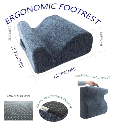 Desk Footstool - Ergonomic, Non-Slip Footstool with Two-Way tilt Design and Comes with a Removable, Washable Cover. Suitable for desks, Homes, Offices, and Cars (Dark Gray). - color: Dark Gray