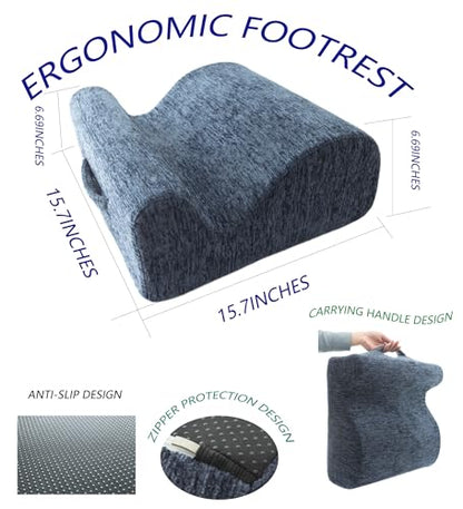 Desk Footstool - Ergonomic, Non-Slip Footstool with Two-Way tilt Design and Comes with a Removable, Washable Cover. Suitable for desks, Homes, Offices, and Cars (Dark Gray). - color: Dark Gray