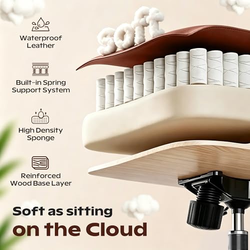 Office Chair, Ergonomic High Back Home Office Desk Chair, Big and Tall Breathable Leather Office Chair with Lumbar Support Flip-Up Armrests, Computer Chair with Rocking Function - color: Brown, style: Without Footrest