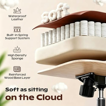 Office Chair, Ergonomic High Back Home Office Desk Chair, Big and Tall Breathable Leather Office Chair with Lumbar Support Flip-Up Armrests, Computer Chair with Rocking Function - color: Brown, style: Without Footrest
