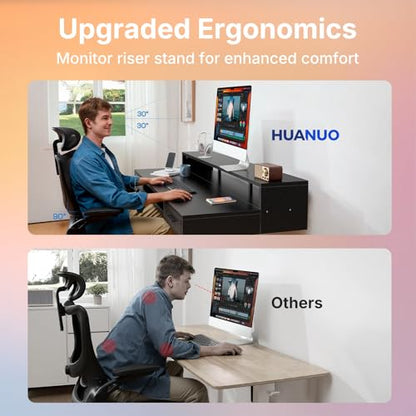 HUANUO 55″ X 26″ Electric Standing Desk with 2 Drawers &24.4″ Large Keyboard Tray, C-Clamp Mount Compatible, Adjustable Computer Desk for Office, Sit Stand Up Desk with 4 Height Presets, Black - color: Black, size: 55*26 inch