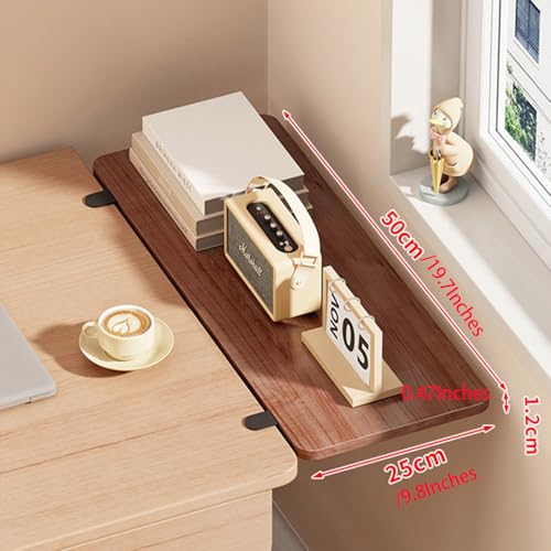Desk Extender Tray, Punch-Free Clamp on 90° Foldable Keyboard Drawer Tray, Table Mount Armrest Shelf, Computer Elbow Arm Support (Brown, 19.7"*9.8"*0.5"/50cm*25cm*1.2cm) - color: Brown, size: 19.7"*9.8"*0.5"/50cm*25cm*1.2cm