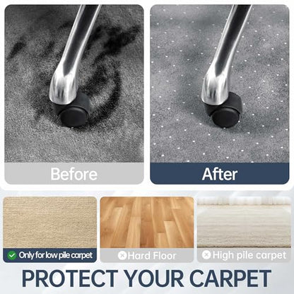 Desk Chair Mat for Low Pile Carpets, 55" x 35" Office Clear Protector Floor Mat for Carpets, Easy Glide Plastic Mat for Office Home (Rectangle)