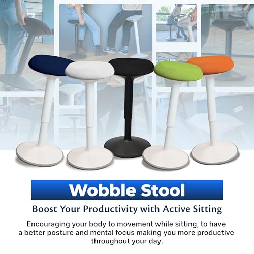 Standing Desk Stool Chair, Height Adjustable 16-24 inch for Office and Classroom, Swivel Base, Anti-Slip Bottom Ergonomic Wobble Stool with Rocking Motion, White - color: Matte White, size: 16-24 inch