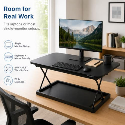 Uncaged Ergonomics Small Standing Desk Converter & Desk Riser (Black) - color: Black