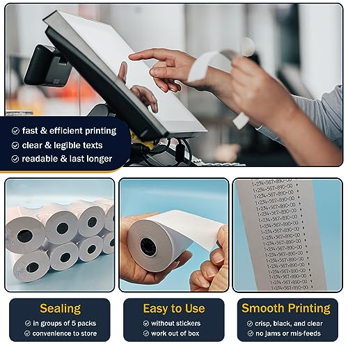 2 1/4 in x 150 ft Calculator Paper Rolls 2 1/4 Adding Machine Tape Paper Rolls, for HR-10RC, HR-170RC, HR-200RC, EL-1197PIII, EL-1801V, P23-DHV-3, CP-90A, MP11DX-2, 1280-2, 53 GSM, 10 Rolls