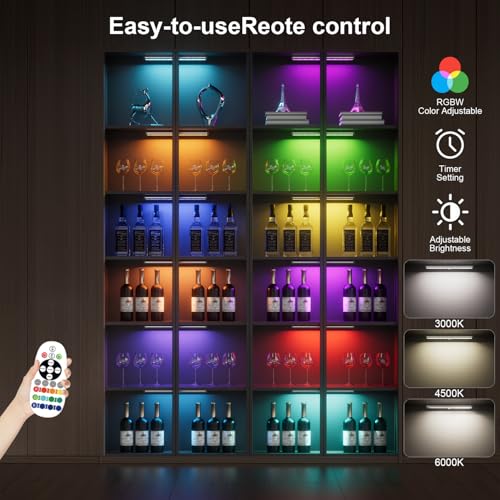 Under Cabinet Lighting ,15 Colors Motion Sensor Light Indoor Night Lights with Remote,58LED RGB Under Cabinet Lights Bar ,Dimmable 5Pack Wireless Under Counter Lighting for Kitchen,Closet, Shelf
