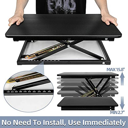 Standing Desk Converter, Height Adjustable Sit Stand Desk Converter, Fully Assembled Monitor Desk Riser for Standing or Sitting, Black, Pattern - color: Pattern-24in