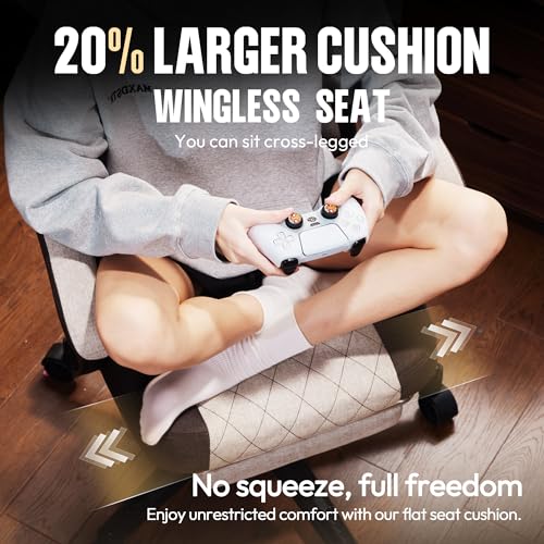 Dowinx Gaming Chair Fabric with Pocket Spring Cushion, High Back Ergonomic Computer Chair with Footrest for Adults, Massage Lumbar Support Swivel Game Chair for Office Gaming 300LBS, Brown - color: Brown