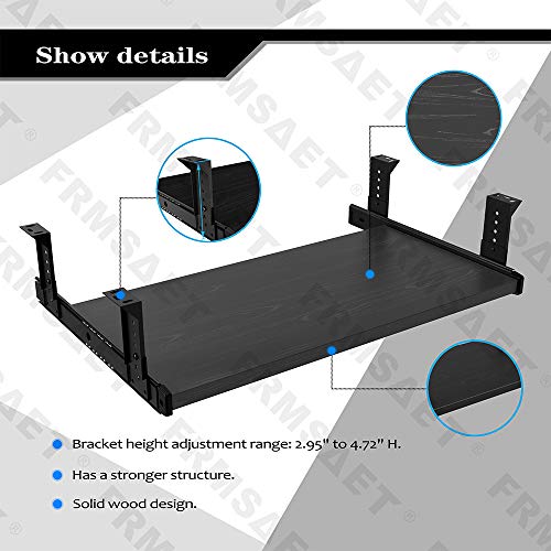 FRMSAET Office Product 20/24/30 inch Keyboard Drawer Tray(20 in, Black) | Heavy Duty Wood Pull-Out Under Desk Computer Platform Sliding Drawer Suits with Adjustable Height Slides, Save Space - color: Black, size: Small