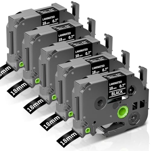Anycolor TZe-345 18mm Black Label Maker Tape P Touch Label Tape 3/4 Inch - color: White on Black, size: 18mm (0.7 inch)