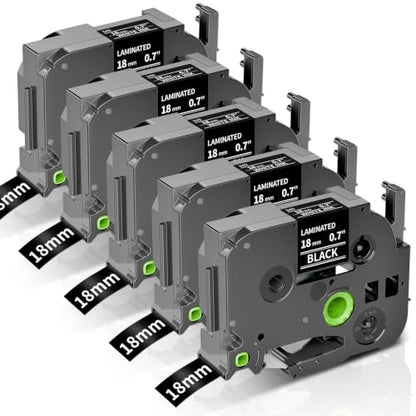 Anycolor TZe-345 18mm Black Label Maker Tape P Touch Label Tape 3/4 Inch - color: White on Black, size: 18mm (0.7 inch)
