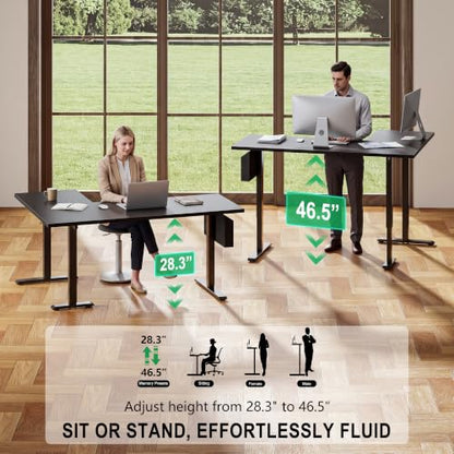 Korfile 63" L Shaped Standing Desk Height Adjustable Memory Presets Black - color: Black