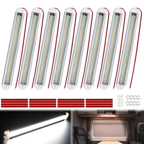 Nilight LED Interior Light Bar 8PCS 12 Inch Strip Lights - color: White Interior Lights-12" 8PCS