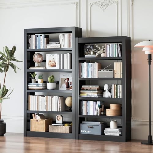 61" 5-Tier Metal Bookshelf,4 Adjustable Shelves,Large Capacity(Black) - color: Black, size: 61"H*27.5"W*11.8"D