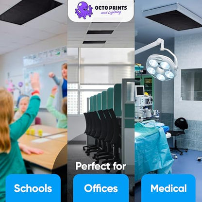 Fluorescent Light Covers for Ceiling Lights Classroom Black Magnetic 4 Pack - color: Black