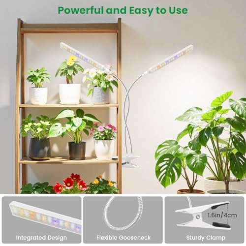 Aumtrly Plant Light Clip on, 2 Pack White, 228 LED Full Spectrum Grow Lamp - color: White - 2 Pack