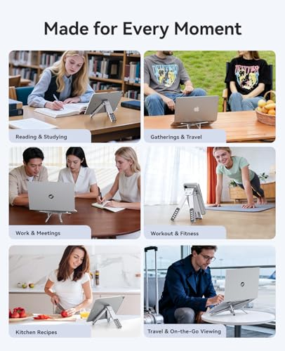 ORICO Portable Laptop Stand for Travel & Desk, Foldable 3-in-1 PN1, Silver - color: Silver