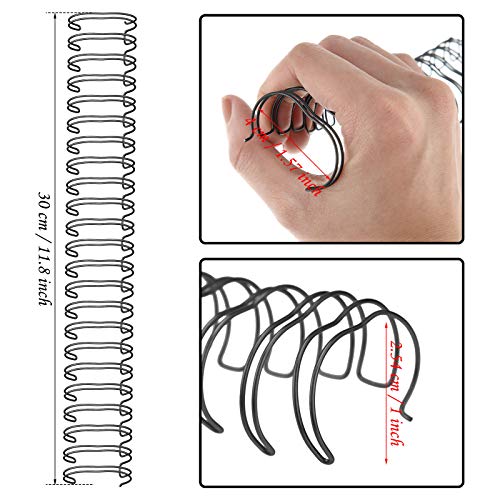 Zonon 6 Pieces Binding Wire Twin Loop Spines Double Loop Binding Wire 1 Inch Cinch Diameter 23 Holes for Teacher Student Document Notebook Making(Black) - color: Black